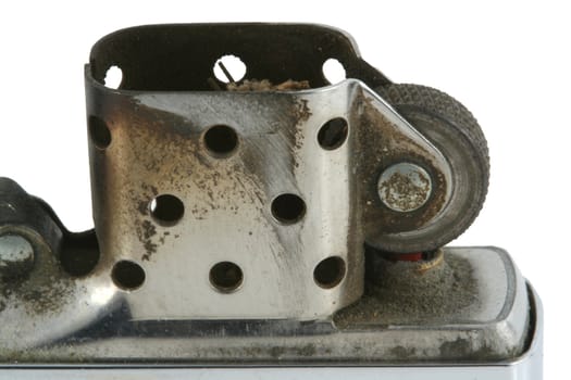 A Isolated ciggarette metal lighter on white