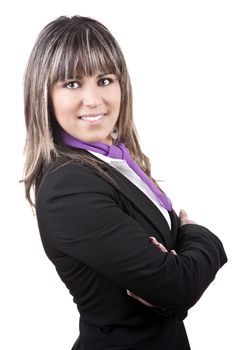 beautiful young businesswoman isolated on white background