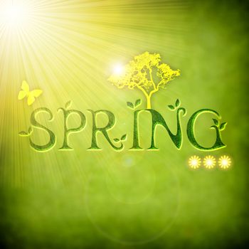 background illustration with spring elements - square format