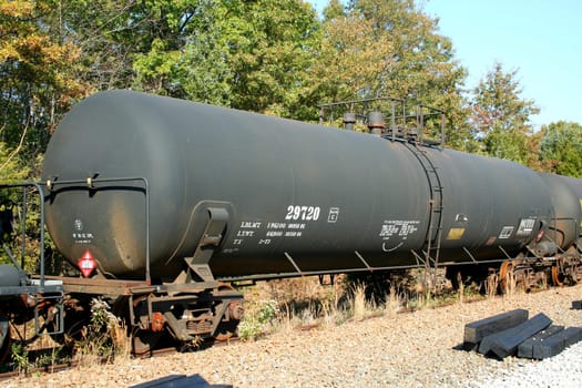 A oil Tanker Train Car on the tracks