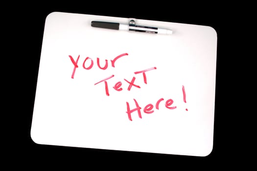 A Dry Erase Board isolated on black