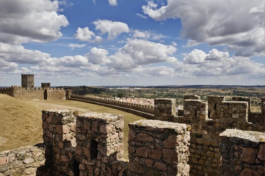 Medieval walls of the castle of Arraiolos, Alentejo, Portugal
