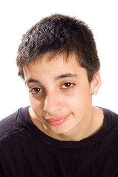 portrait of a handsome pakistan teenage boy, isolated on a white background