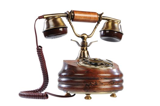 isolated old-fashioned phone on white background