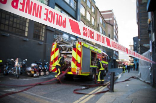 Close up of british police line on a crime scene