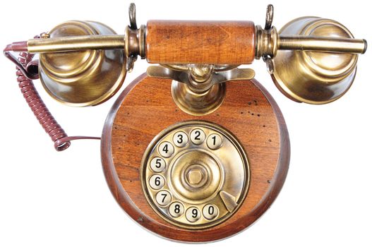 isolated old-fashioned phone on white background with clipping paths