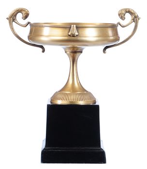 isolated old-fashioned bronze cup on the white background
