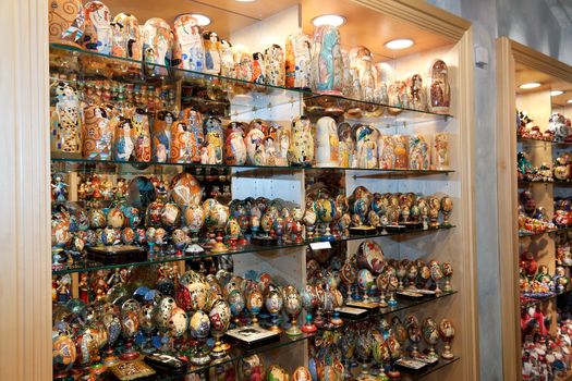 Souvenir shop, popular gift's shop for tourists visiting Prague