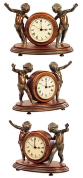 isolated old-fashioned clock on white