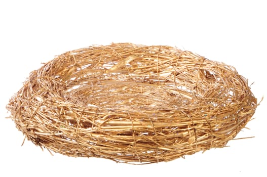 empty golden nest on white background