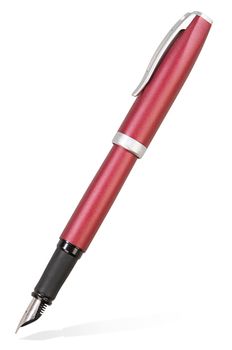 isolated red ink pen on white background