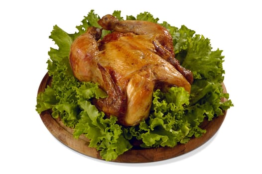 Roast Chicken on leaves of lettuce