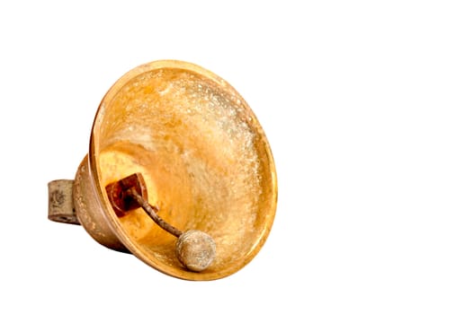 Antique brass hand bell isolated on a white background