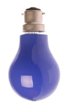Isolated macro image of a blue light bulb.