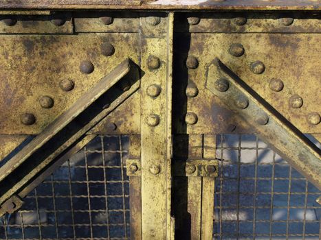 Construction detail of a steel bridge truss