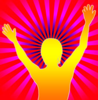 Silhouette of a women dancing and having fun.
