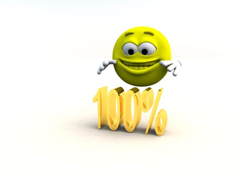 Happy Cartoon who has 100 per cent.