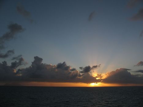 This was taken just off  Martinique in the eastern Caribbean in January with rain clouds moving toward the island.