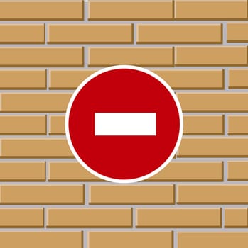 Traffic sign prohibiting journey transport on brick wall