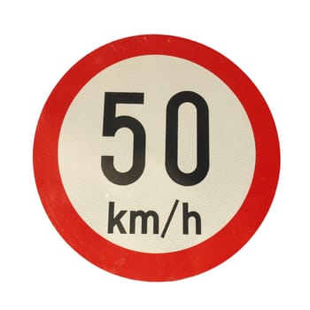 Traffic speed limit sign isolated over white