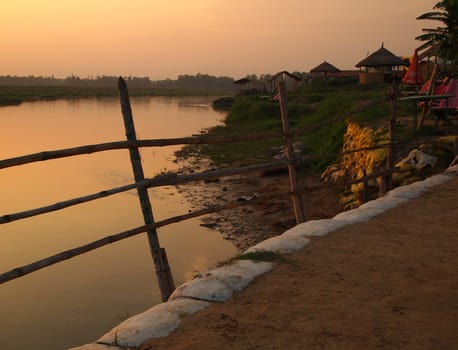 Rural sunset view over the river.