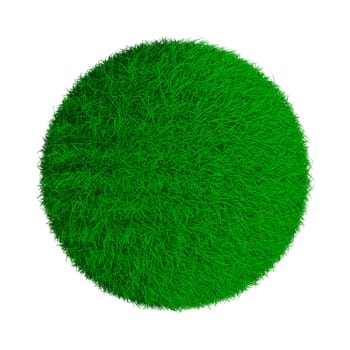 abstract green grassy ball. Isolated 3d image