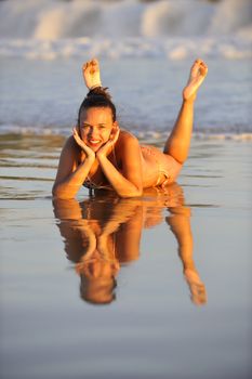 Woman enjoying her holiday in Buzios, Brazil