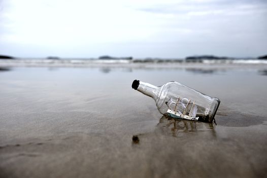 Lost bottle on the beach