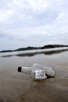 Lost bottle on the beach
