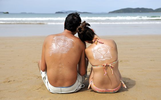 Loving couple having fun on the beach
