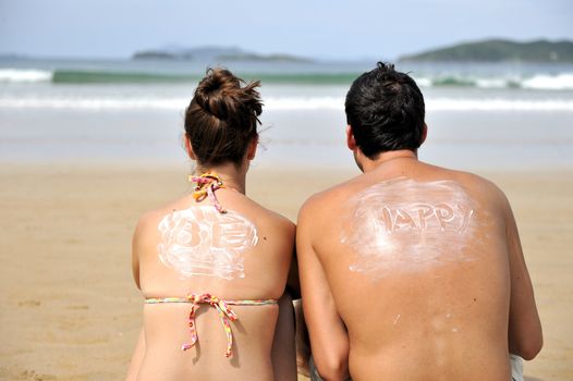 Loving couple having fun on the beach
