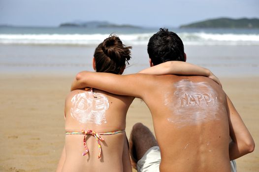 Loving couple having fun on the beach
