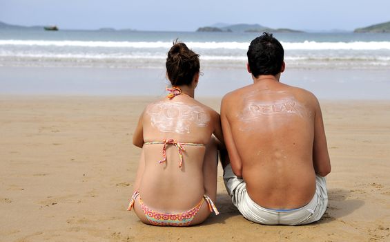 Loving couple having fun on the beach
