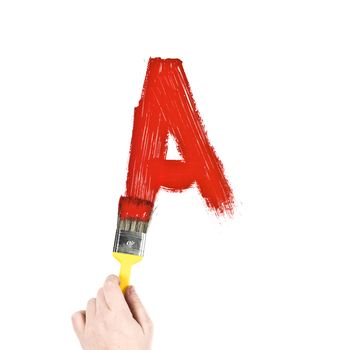 Painting Letter A on white background