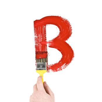 Painting Letter B on white background