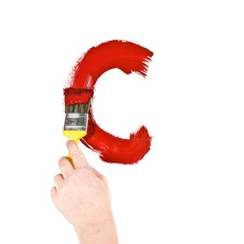 Painting Letter C on white background