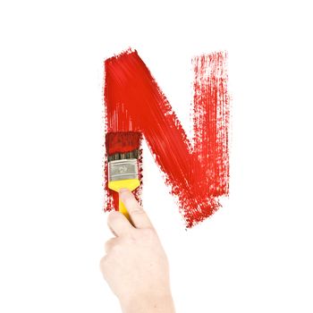 Painting Letter N on white background