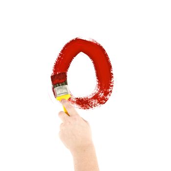 Painting Letter O on white background
