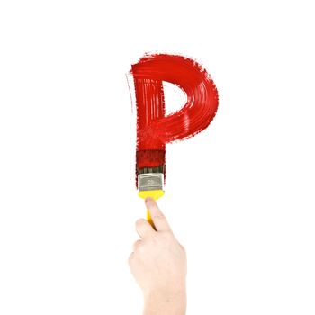 Painting Letter P on white background