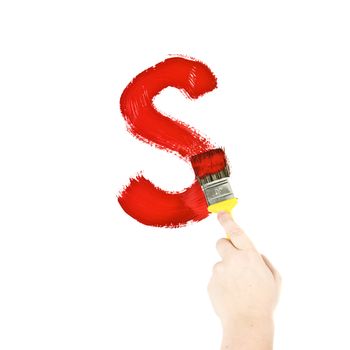 Painting Letter S on white background