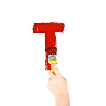 Painting Letter T on white background