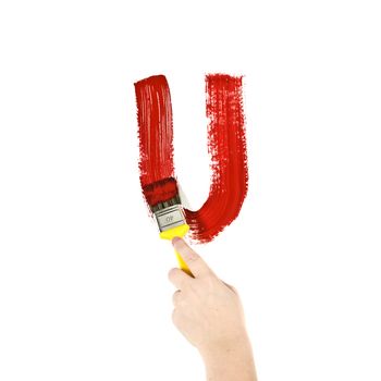 Painting Letter U on white background
