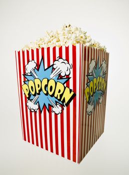Basket of Popcorn isolated on white background