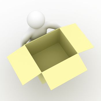 loader hold empty box. Isolated 3D image.