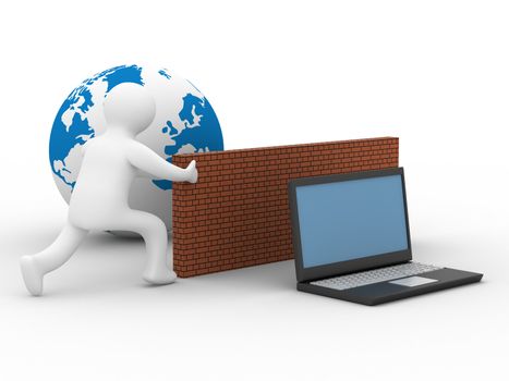 Protected global network the Internet. 3D image.