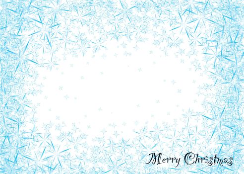 Modern blue and white snowflake star burst christmas frame background