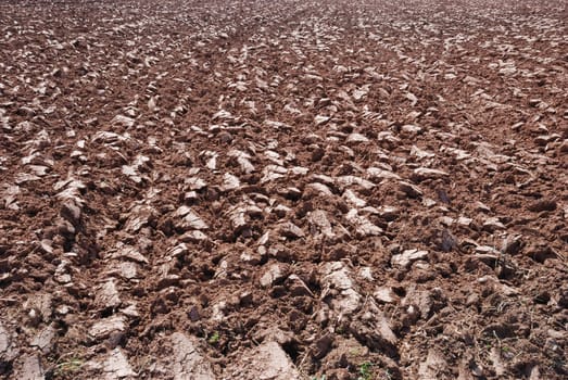 Background made of plowed ground on a sunny day.