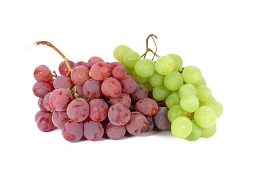 Ripe grapes isolated on white