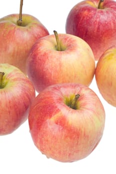 fresh ripe red apples on white background