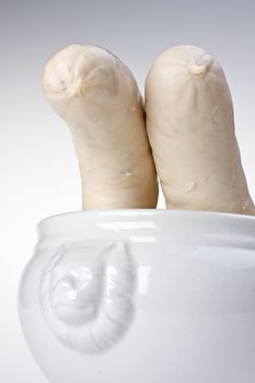 two bavarian white sausages